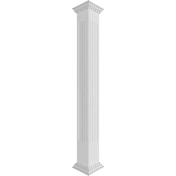 Ekena Millwork Craftsman Classic Square Non-Tapered, Fluted PVC Column, Crown Capital & Crown Base CC1010ENFCRCR - main